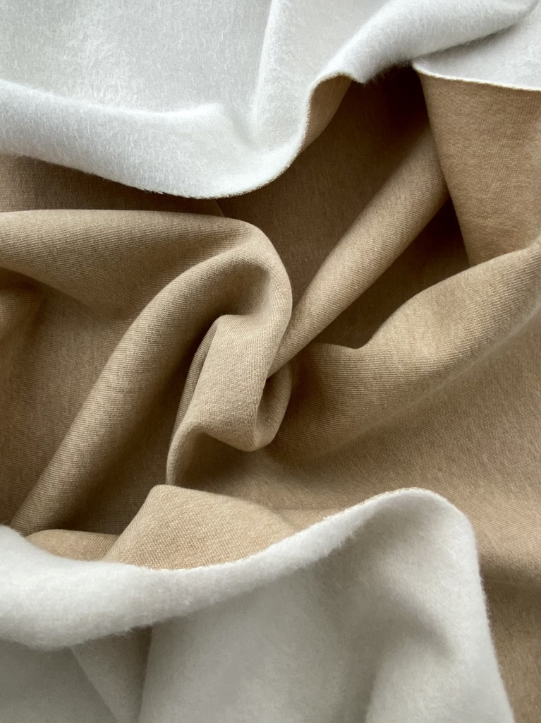 [RBR-K5000-E/Bg] BRUSHED FLEECE BICOLOUR (1.90m / 315gsm)_OCCRegenerative® Brazil_ECRU / BROWN