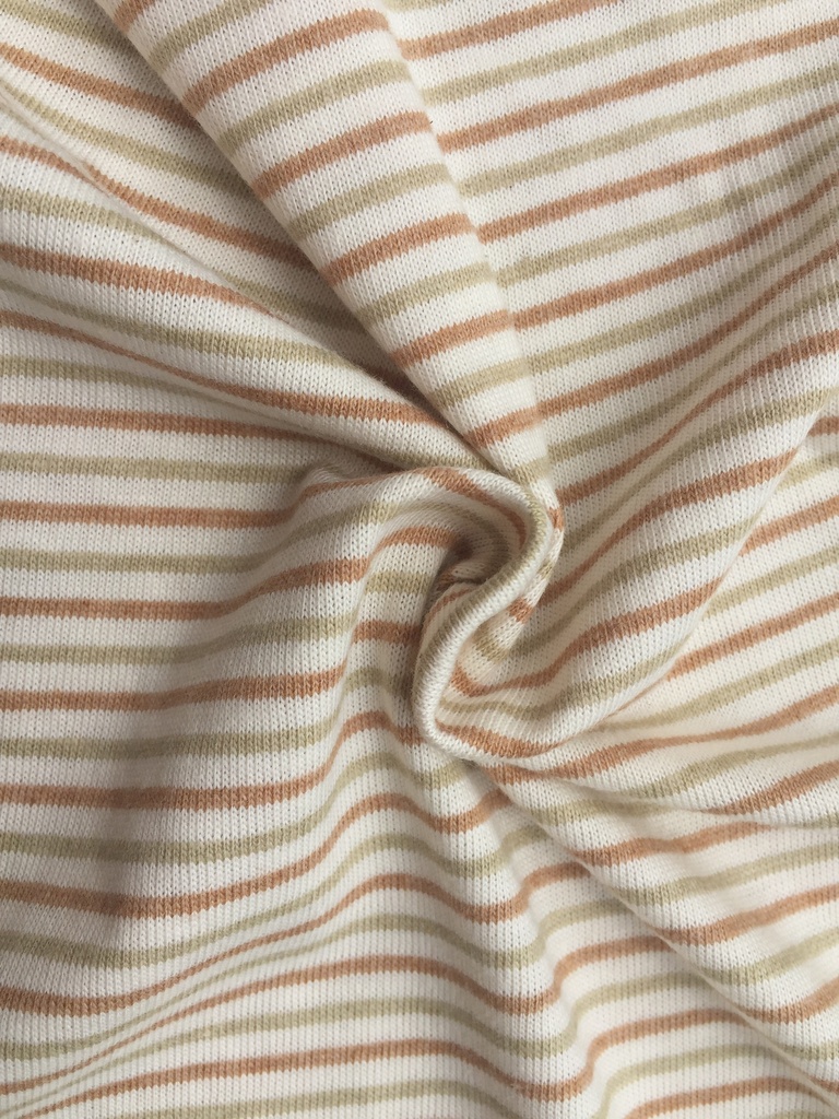 [RBR-K8000-B/G/Eg] RIB JERSEY 1X1 STRIPES (1.60m / 200gsm)_OCCRegenerative® Brazil_BROWN / GREEN / ECRU