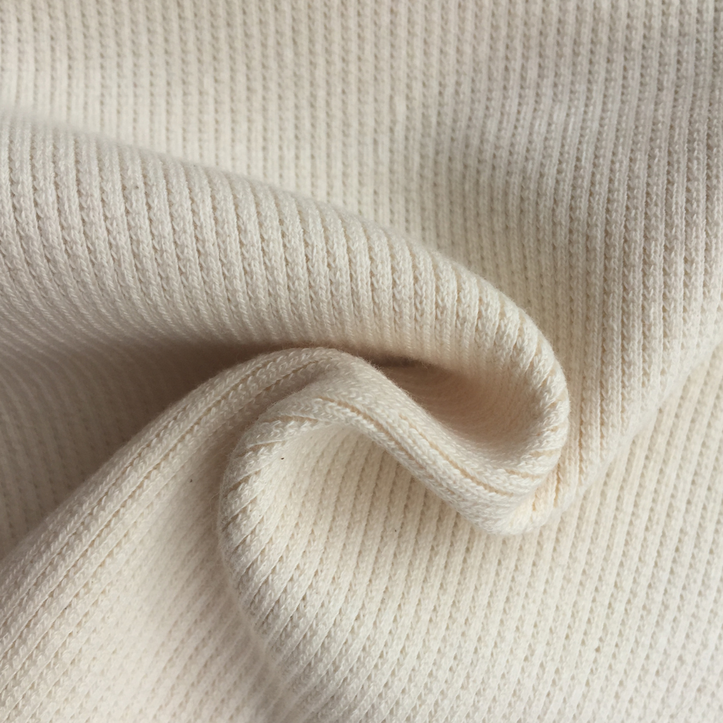 [OCCGE-K70E4-EC] RIB JERSEY 2X2 4% ELASTANE (1.20m / 445gsm)_Organic Turkey_ECRU